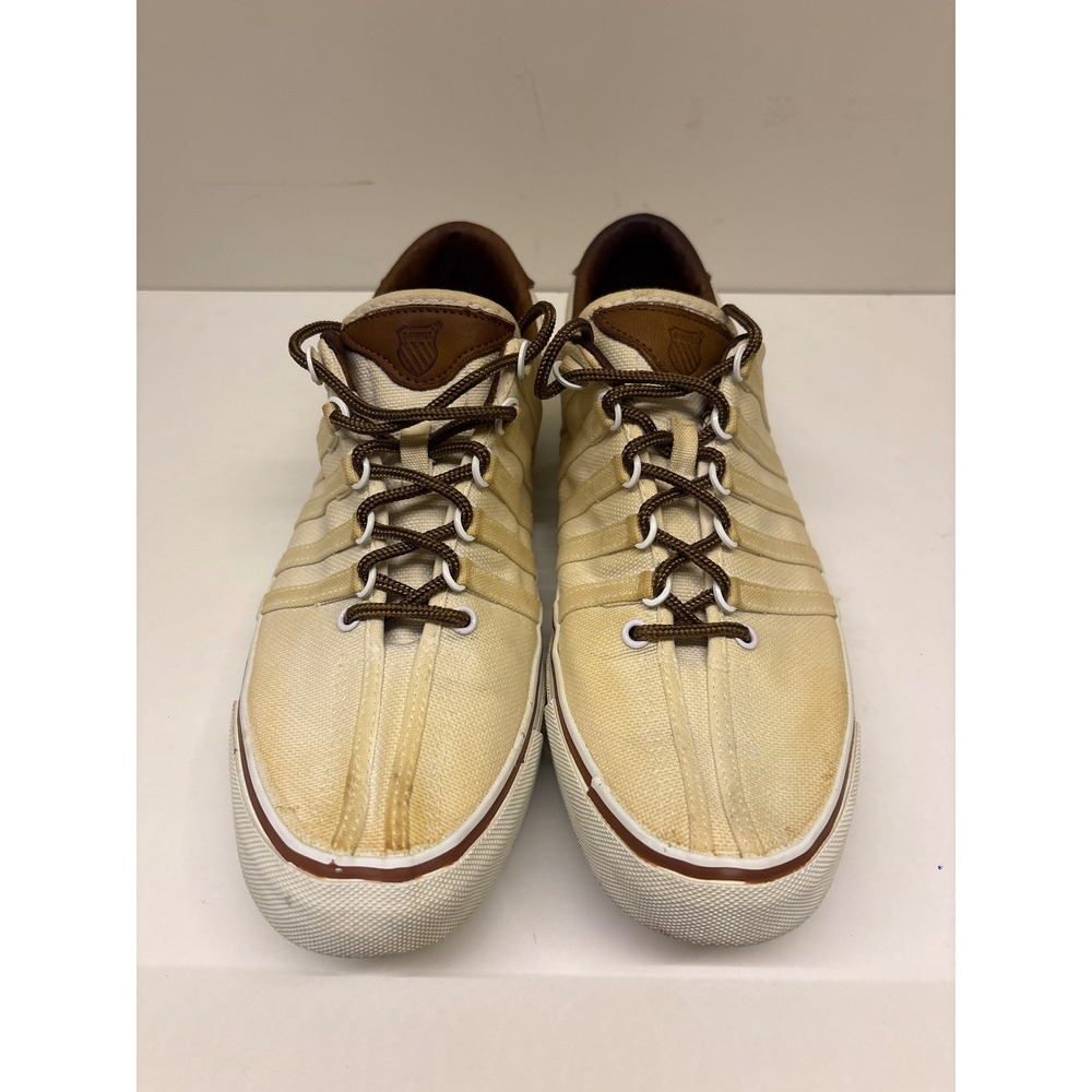 Dad shoes k-Swiss Mens 10 Canvas VTG Low Top  Cream Brown KC-COL Athletic